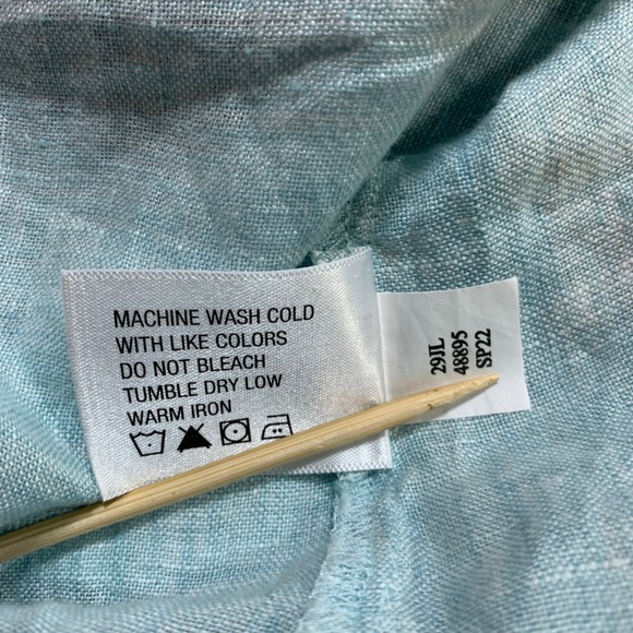 Orvis Womens Button Down Shirt XL Blue Linen 3/4 Sleeve Pockets Casual READ - Picture 7 of 14